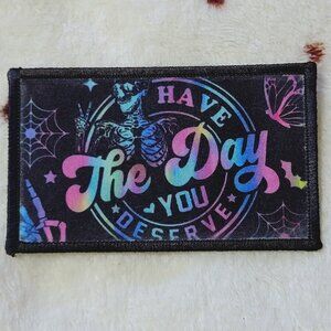 Day You Deserve Black Sublimation DYI Fabric Hat Patch Glue Iron On Sew Patch